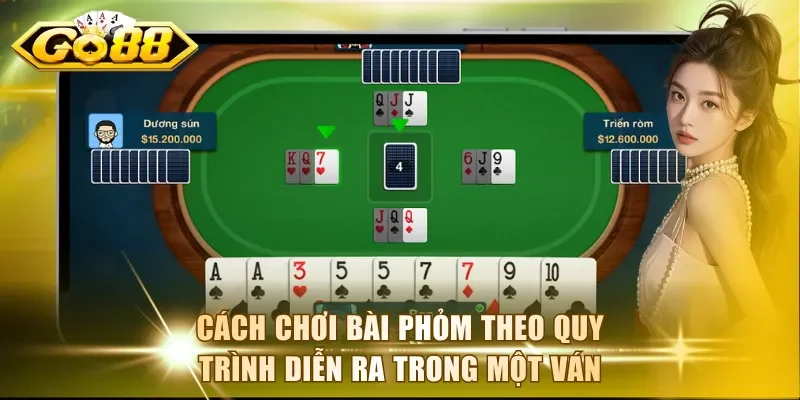 Cách chơi bài Phỏm theo quy trình diễn ra trong một ván