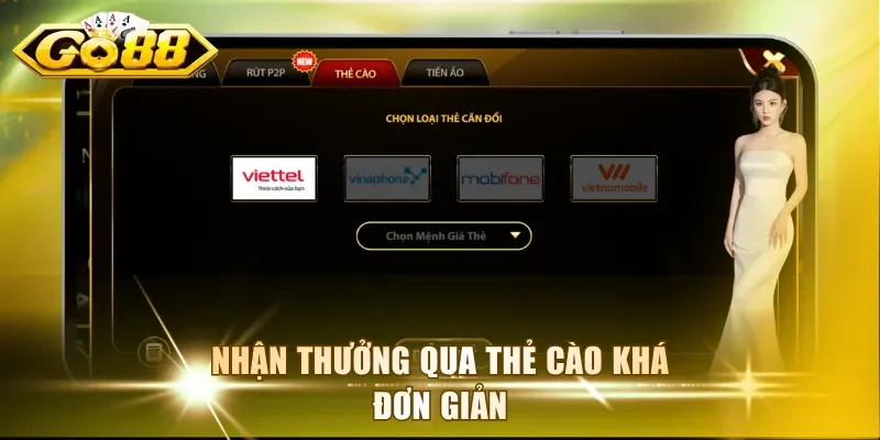 Nhận thưởng qua thẻ cào khá đơn giản