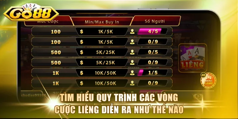 Trình tự đánh một ván Liêng tại cổng game Go88
